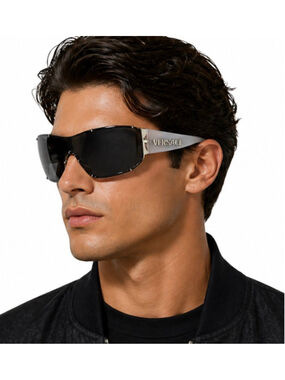 NWOT Men's Versace Black & White Shield Sunglasses